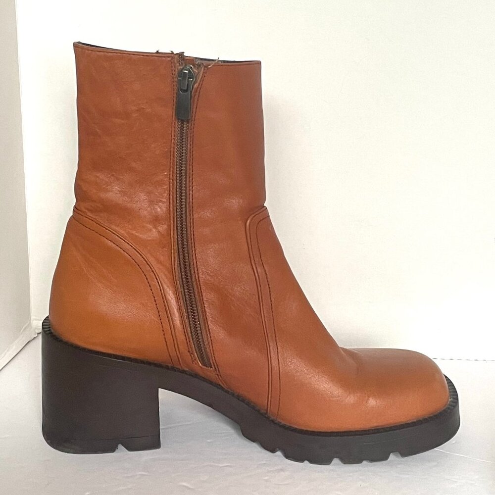 Steve Madden Naya Cognac Leather Ankle Boots Womens 39 Brown (8.5 - 9 US) - Picture 6 of 12